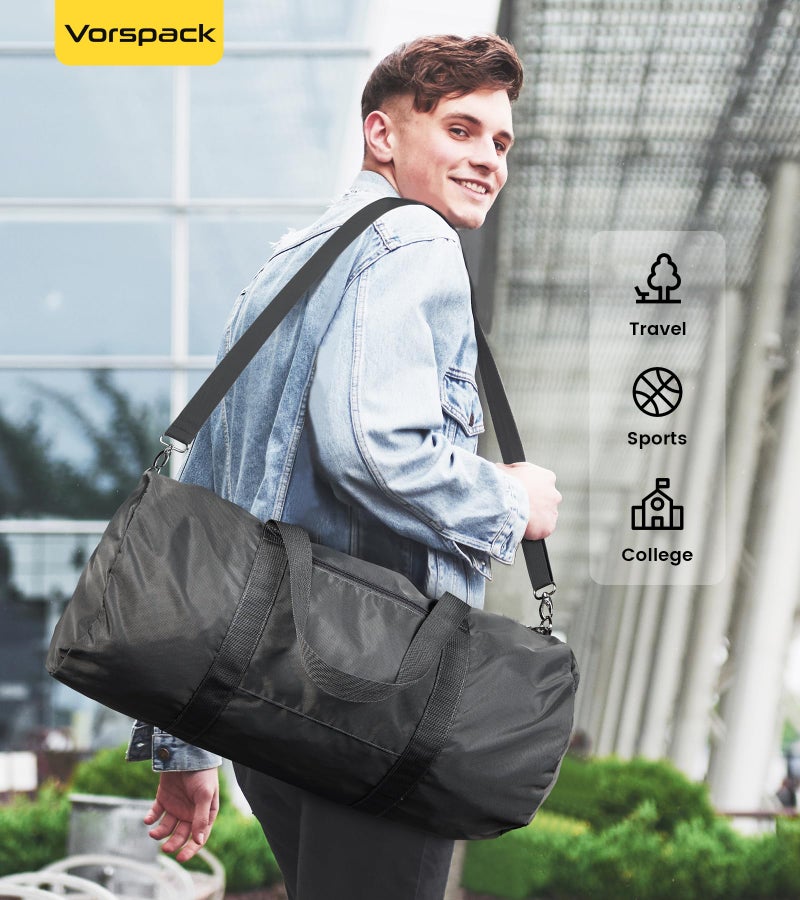 Vorspack Duffel Bag 28 Inches Foldable Lightweight Gym Bag with Inner Pocket for Travel Sports - Black - Image 5